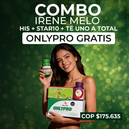 ¡Súper combo Melo! Compra HI5+STAR+TÉ UNO A y recibe una caja (1) de ONLYPRO